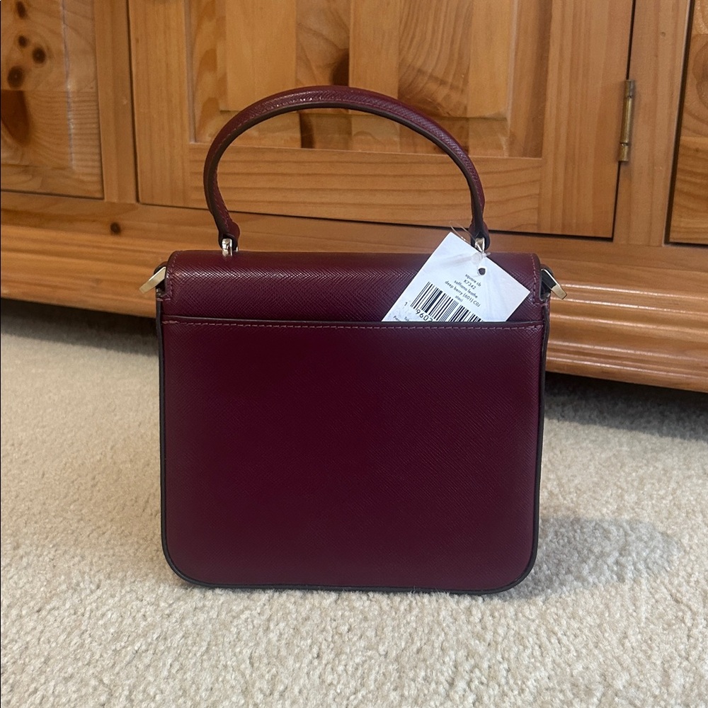 Kate Spade Square CB Soffiano leather bag.  Deep berry color.  NWT - Picture 2 of 12
